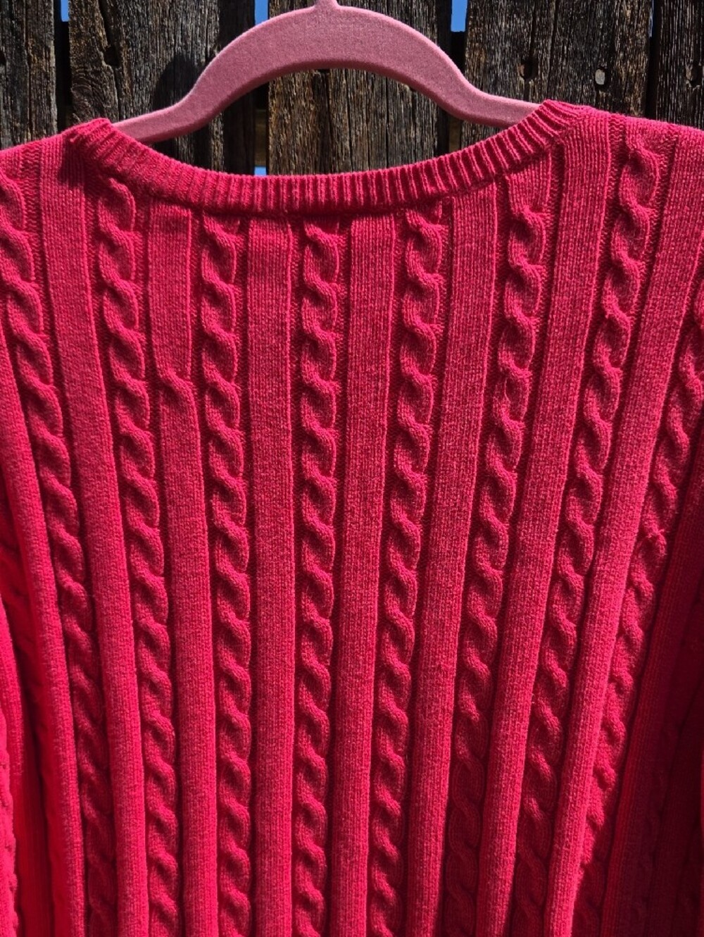 Cherokee Coral Pink Cable Knit Crewneck Vintage Sweater 100% Cotton Made In UK - Picture 8 of 9